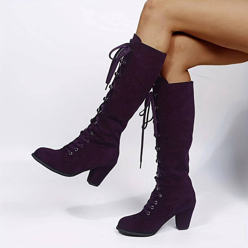 Clarissa | Lace-Up Knee-High Boots Black 1
