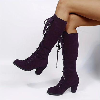 Clarissa | Lace-Up Knee-High Boots Black 1