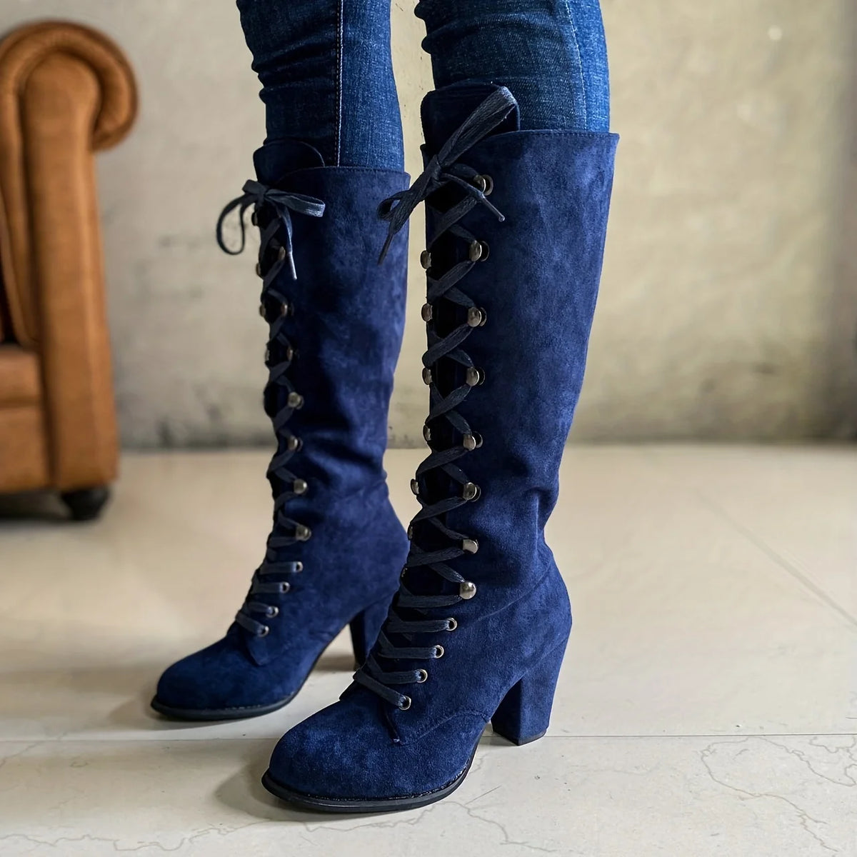 Clarissa | Lace-Up Knee-High Boots Black 4