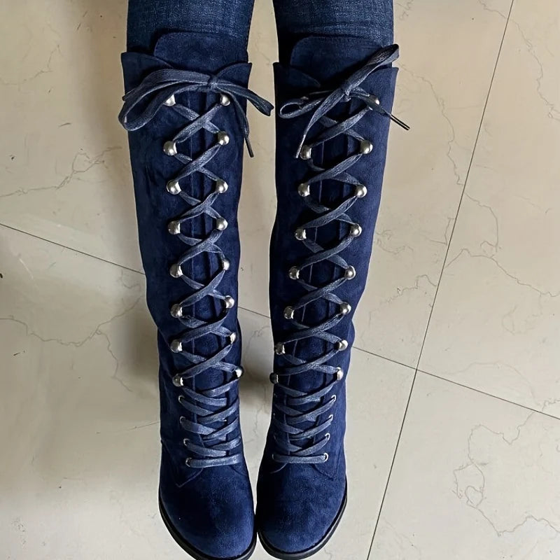 Clarissa | Lace-Up Knee-High Boots Black 6