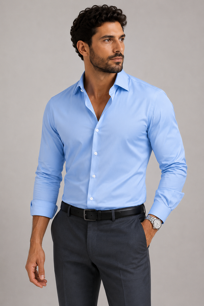 Classic Collar Long Sleeve Dress Shirt | Men’s Modern Fit Polyester Blend 1