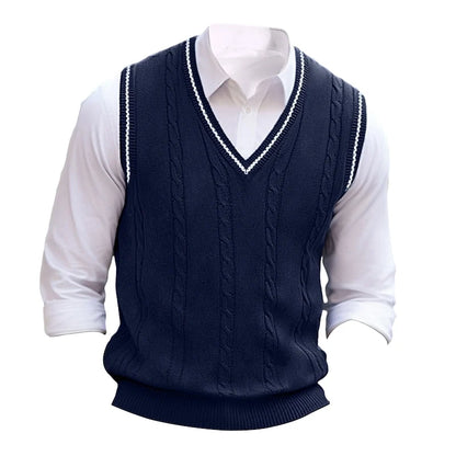 Clive | Cable-Knit V-Neck Sweater Vest 0