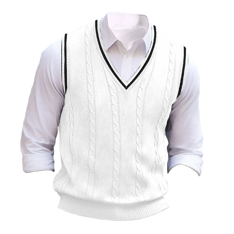 Clive | Cable-Knit V-Neck Sweater Vest 14