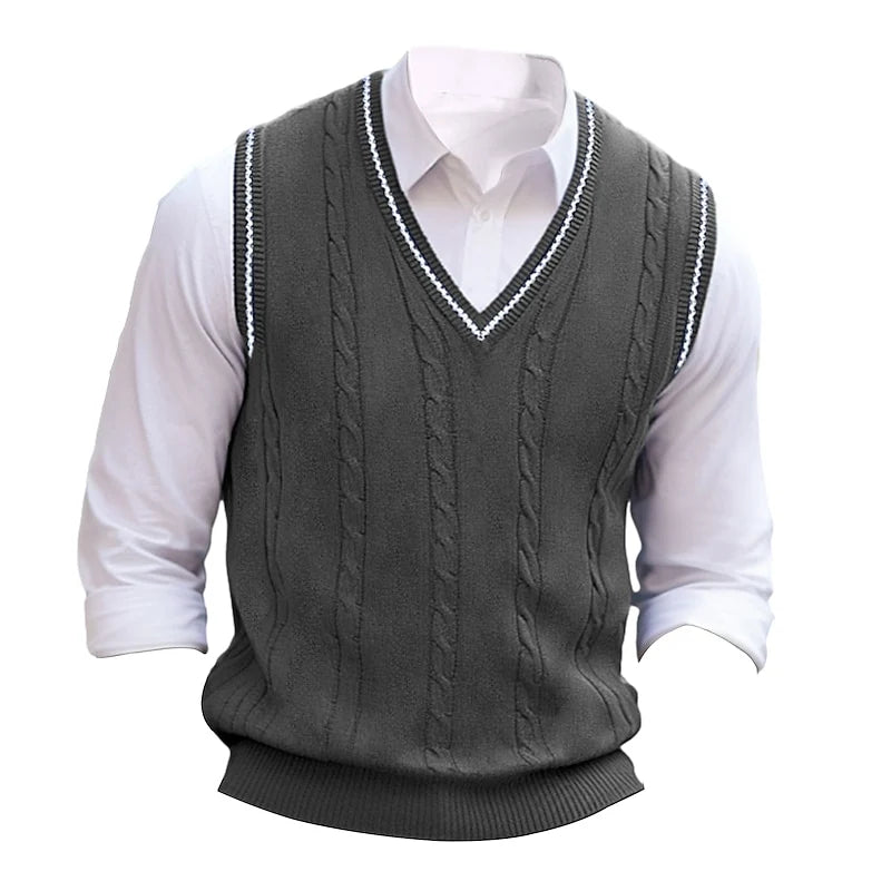 Clive | Cable-Knit V-Neck Sweater Vest 9