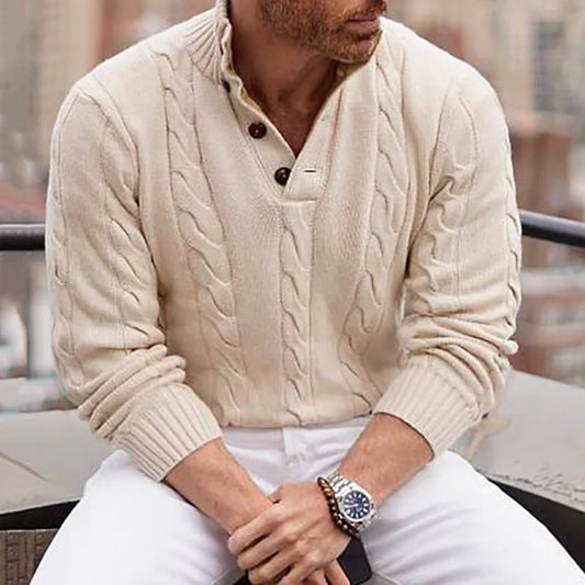 Cole | Cable-Knit Henley Sweater Men 0