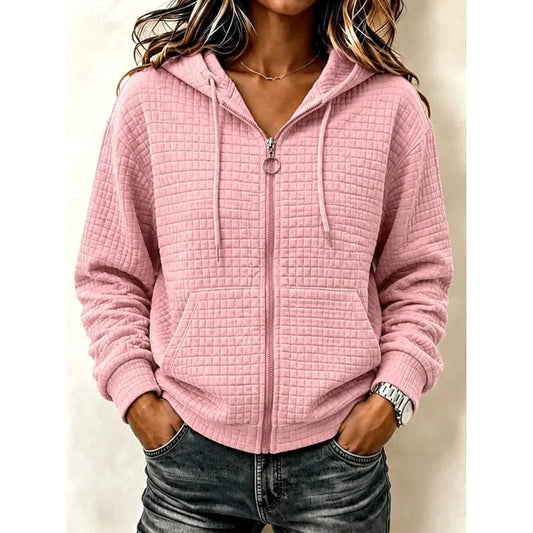 Colleen | Textured Zip Hoodie Casual Layer 0
