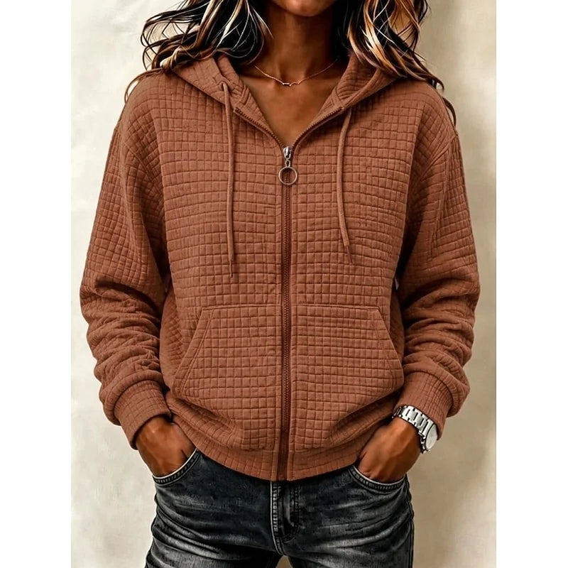 Colleen | Textured Zip Hoodie Casual Layer 1