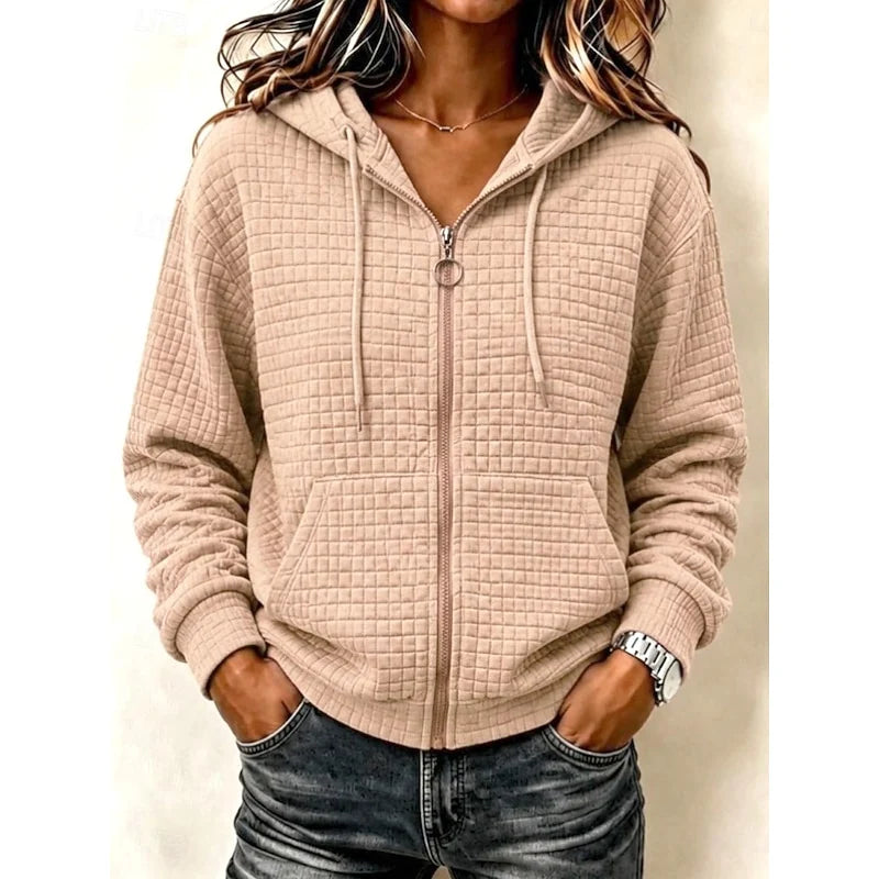 Colleen | Textured Zip Hoodie Casual Layer 2