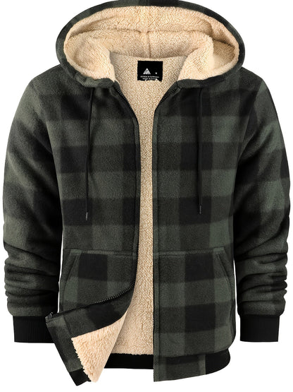 Colton | Men's Hooded Flannel Shirt Jacket with Sherpa Lining 6