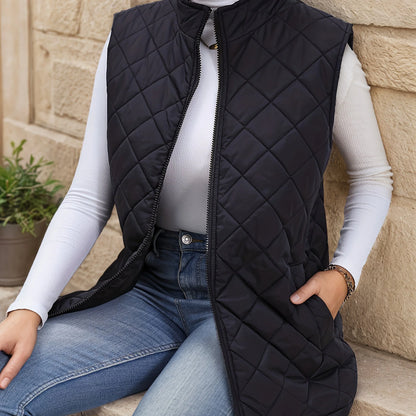 Corinne | Diamond-Quilted Longline Gilet 0