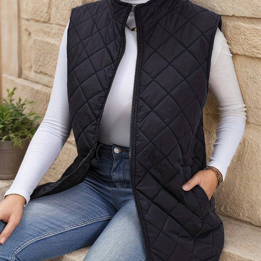Corinne | Diamond-Quilted Longline Gilet 0