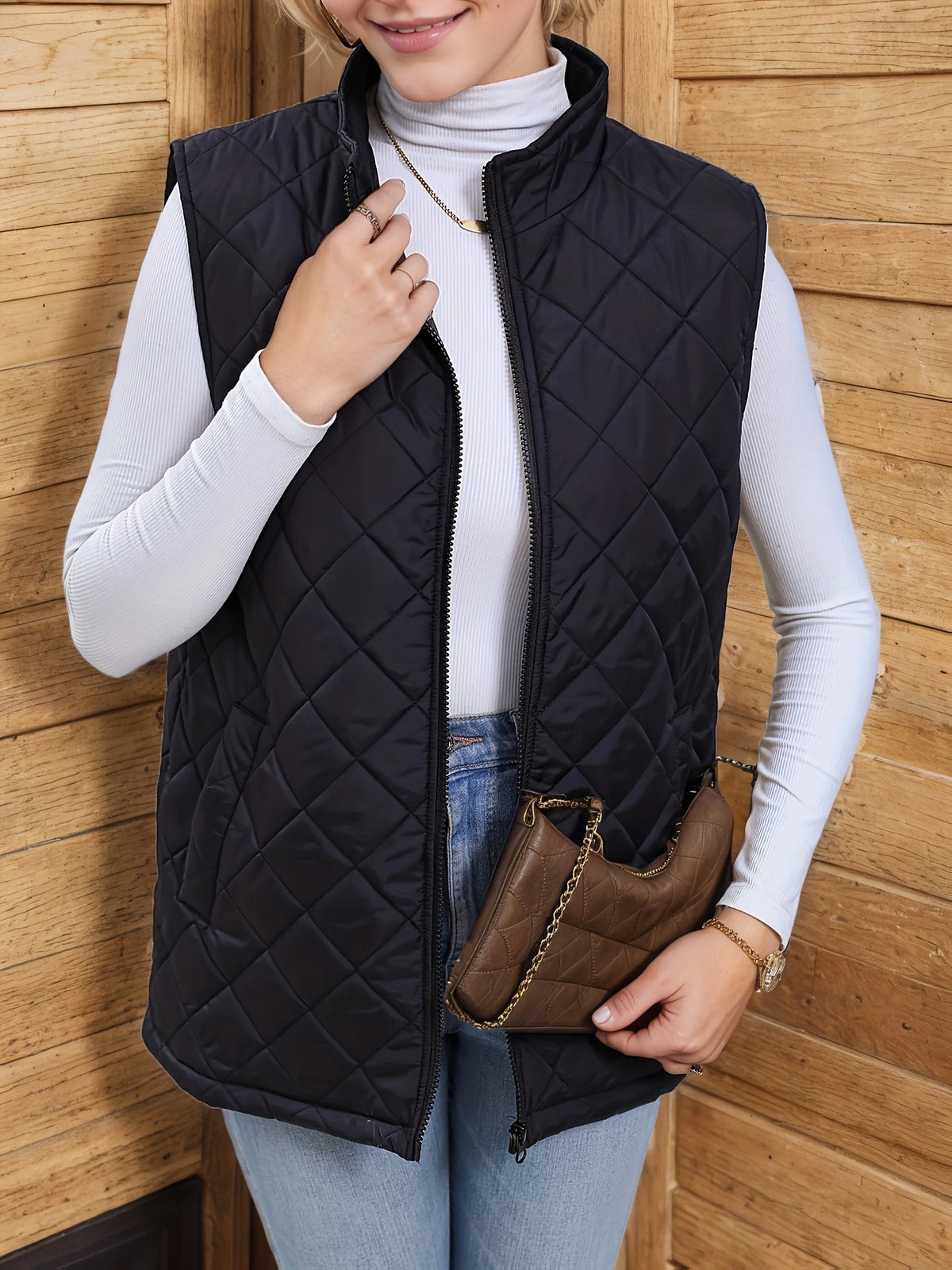 Corinne | Diamond-Quilted Longline Gilet 3