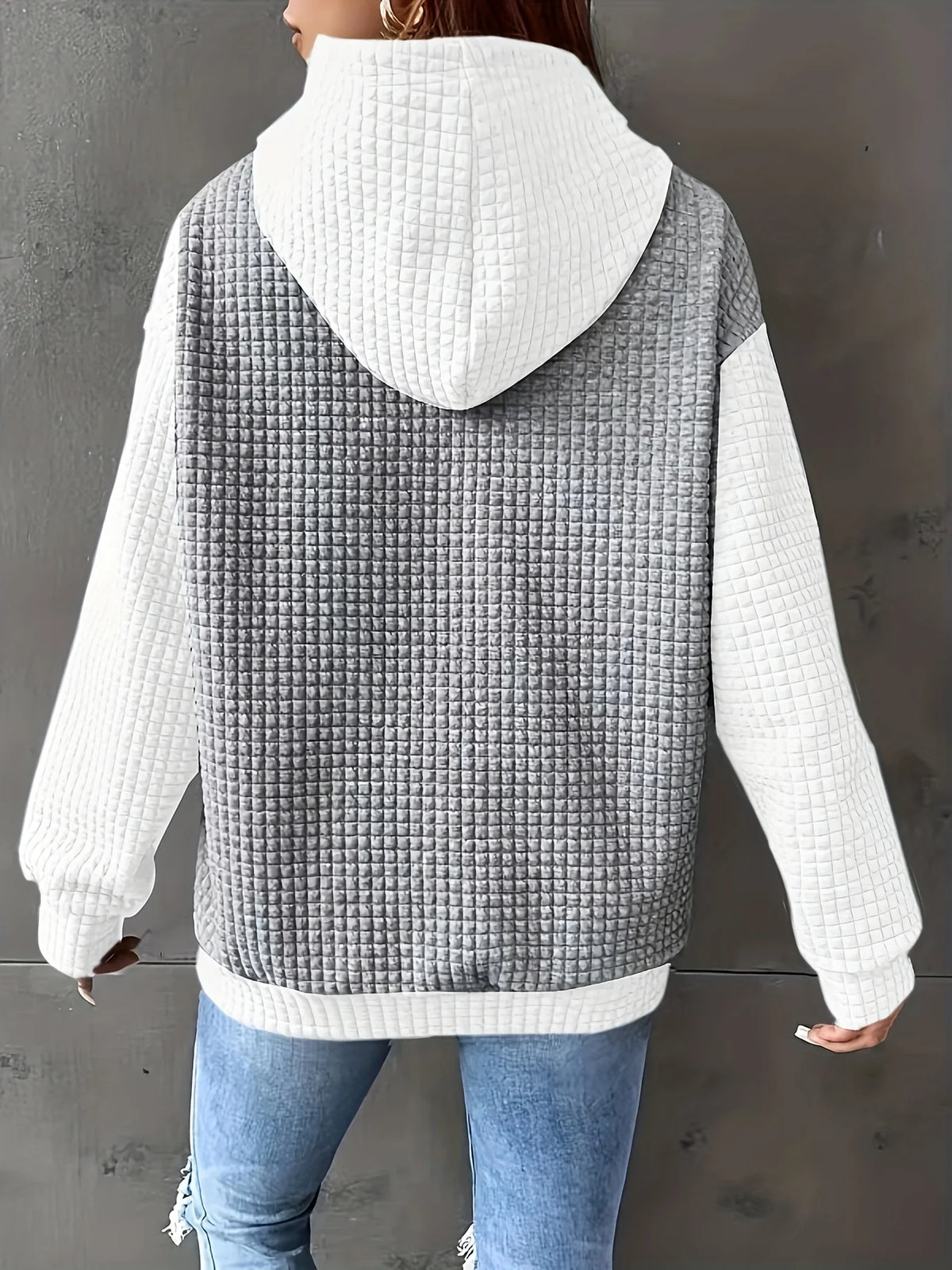 Dahlia | Textured Colour-Block Hoodie Relaxed Fit 2