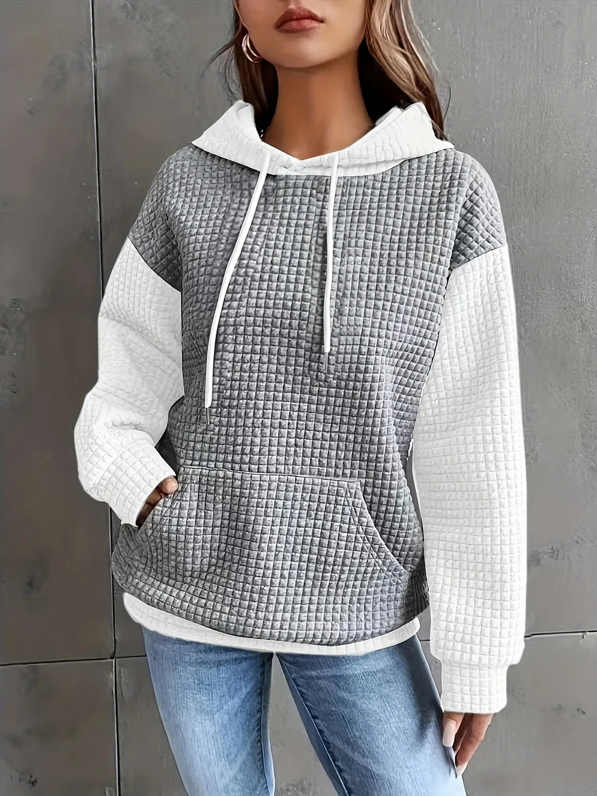 Dahlia | Textured Colour-Block Hoodie Relaxed Fit 4