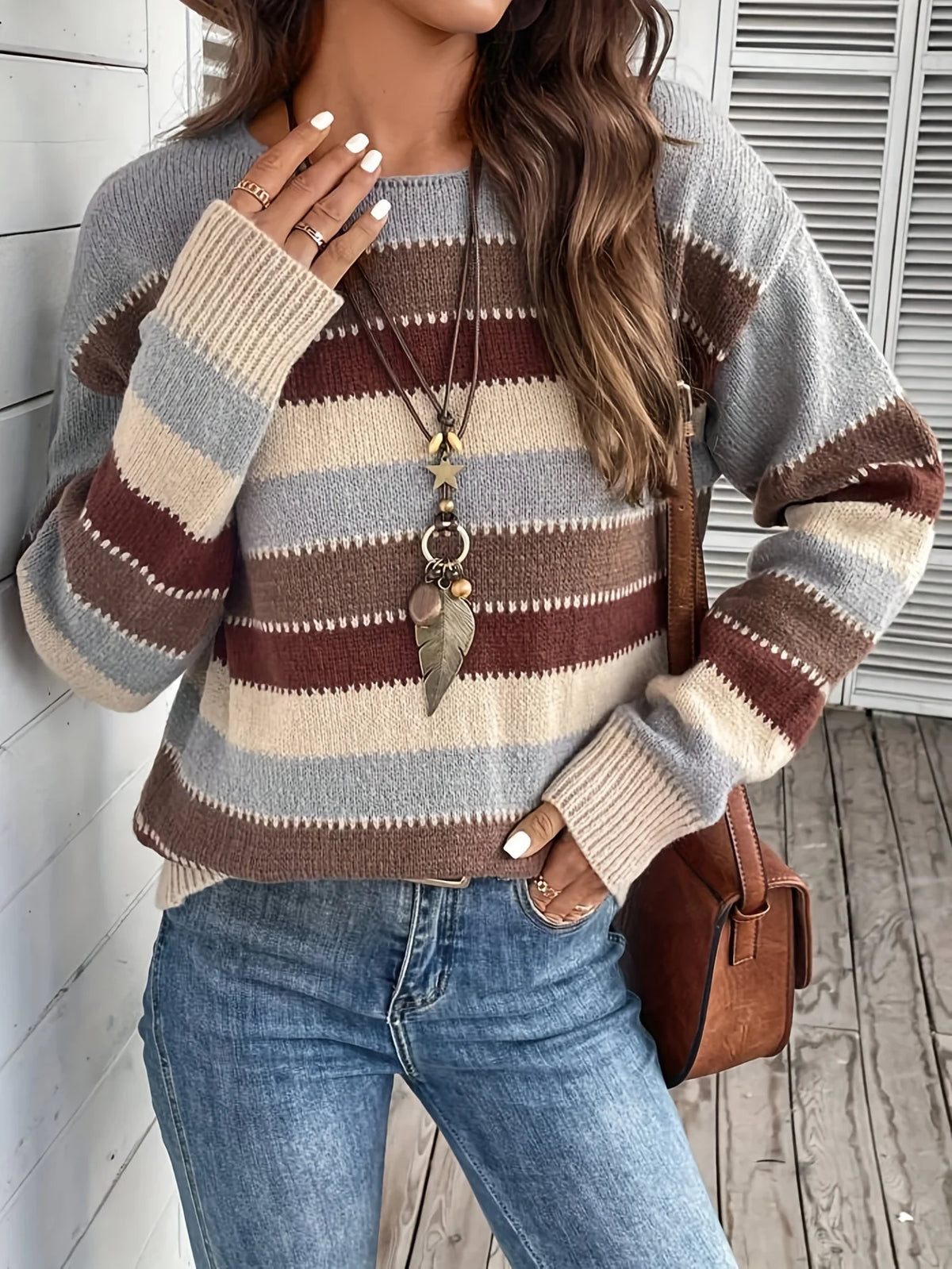 Delphine | Women's Striped Round-Neck Sweater 1