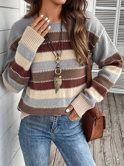 Delphine | Women's Striped Round-Neck Sweater 1