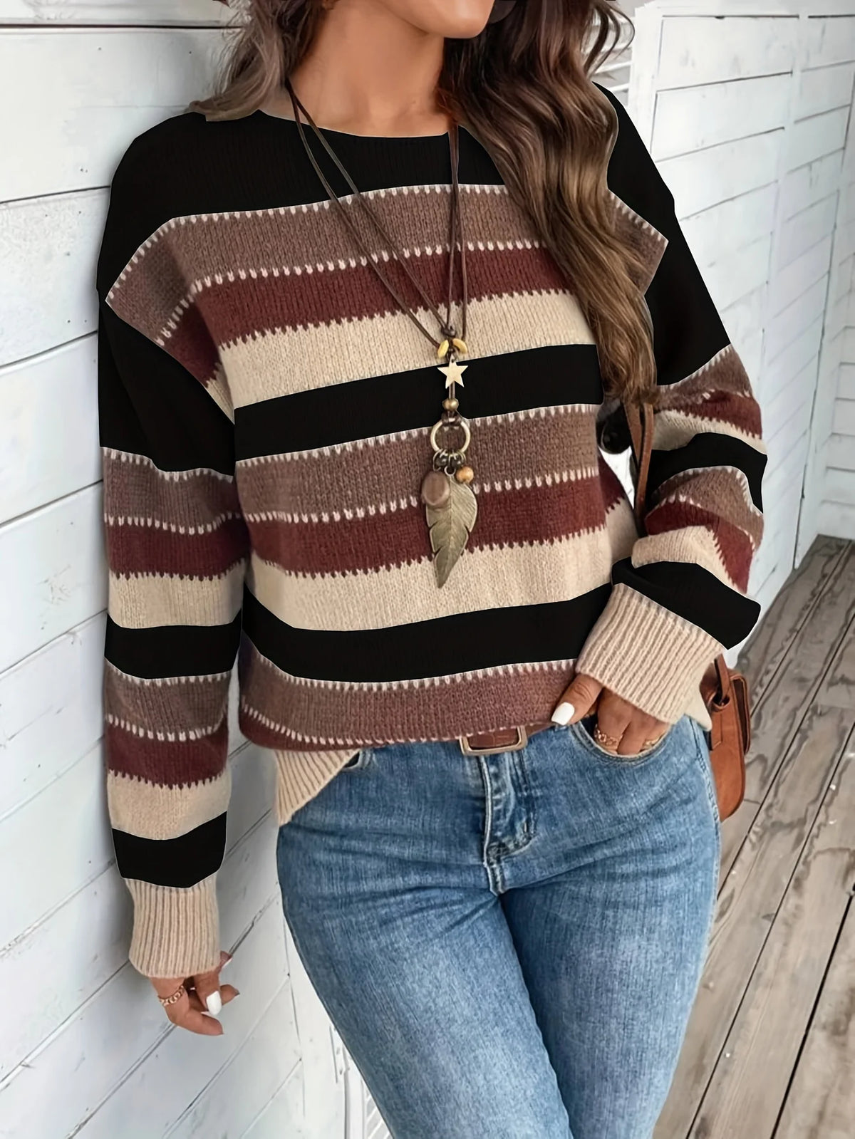 Delphine | Women's Striped Round-Neck Sweater 5