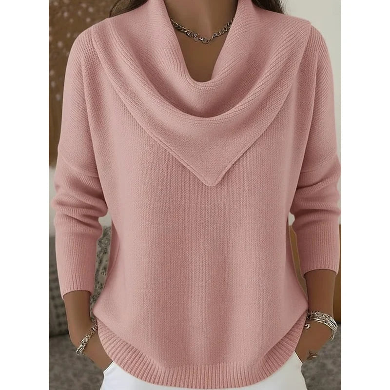 Draped Cowl-Neck Jumper | Soft Knit Women’s Sweater 0