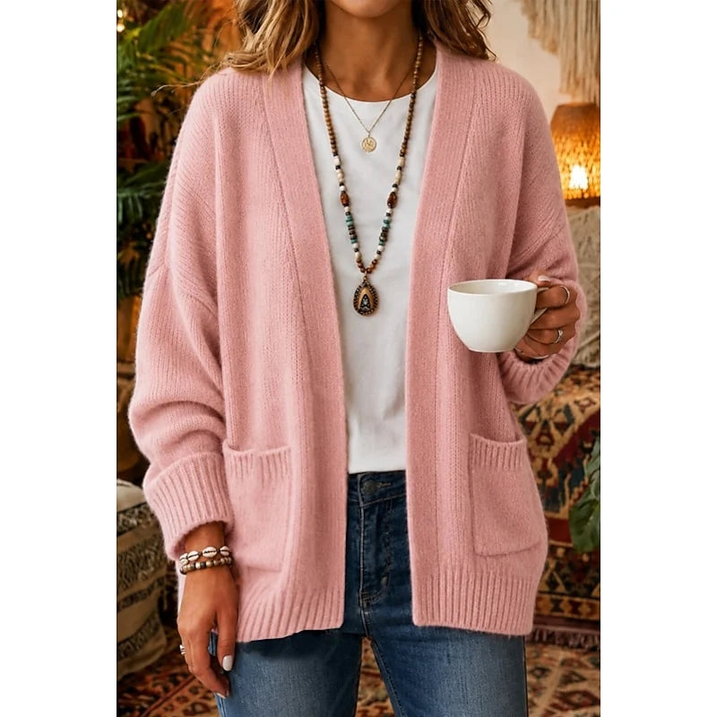 Edith | Women's Open-Front Black Cardigan with Pockets 0