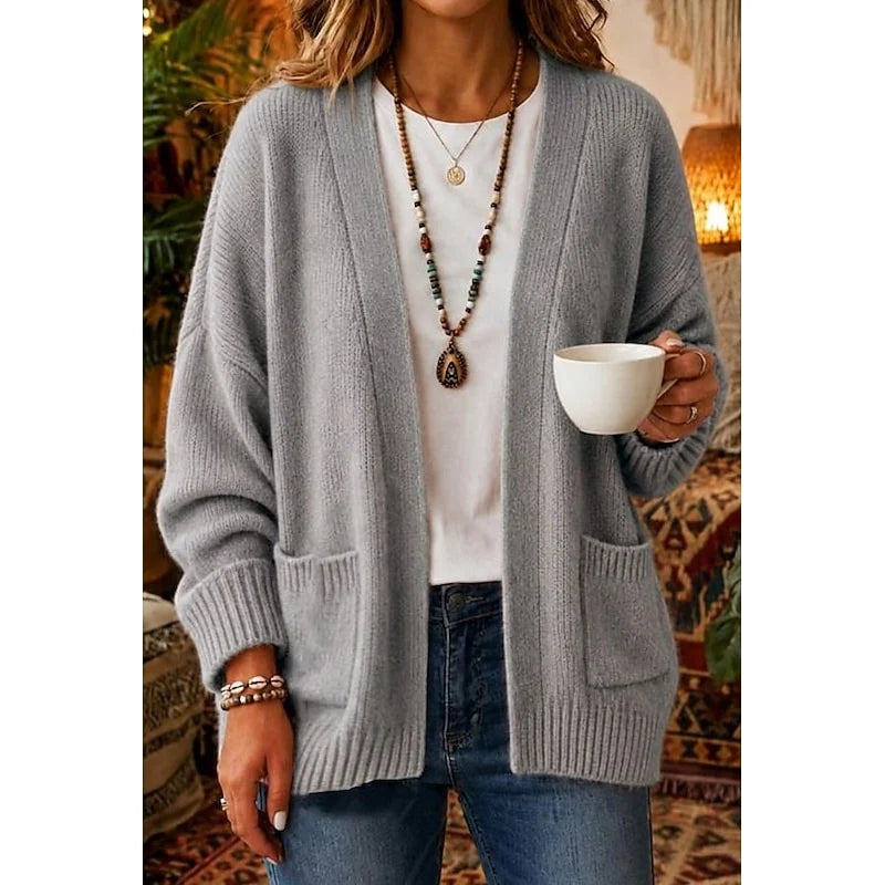 Edith | Women's Open-Front Black Cardigan with Pockets 1
