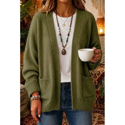 Edith | Women's Open-Front Black Cardigan with Pockets 2