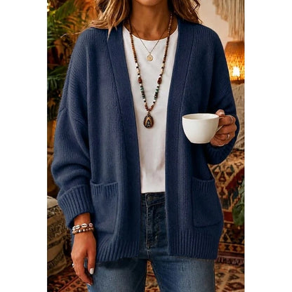Edith | Women's Open-Front Black Cardigan with Pockets 3