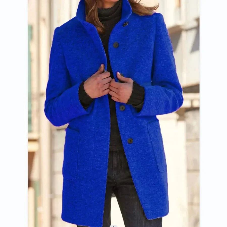 Elegant Wool Blend Coat | Women's Grey Winter Outerwear 1