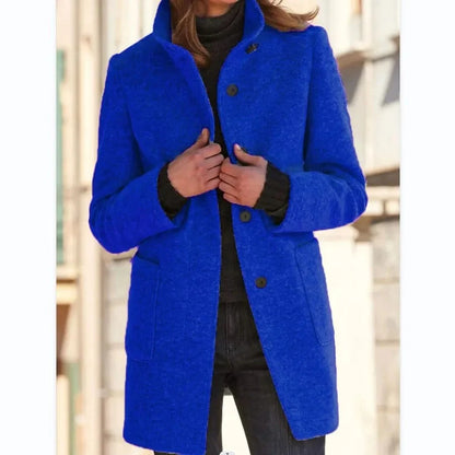 Elegant Wool Blend Coat | Women's Grey Winter Outerwear 1