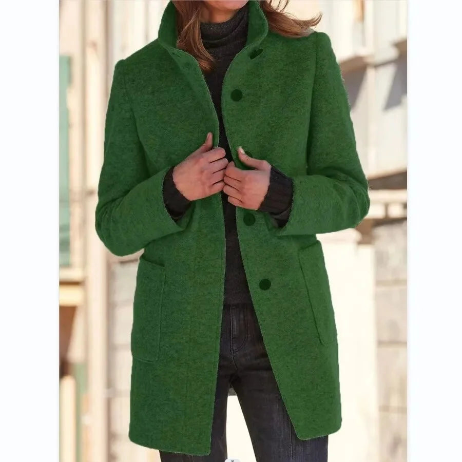 Elegant Wool Blend Coat | Women's Grey Winter Outerwear 3