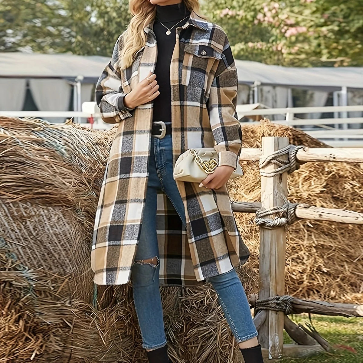 Elowen | Women's Longline Checked Coat 0
