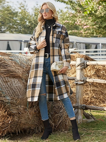 Elowen | Women's Longline Checked Coat 1