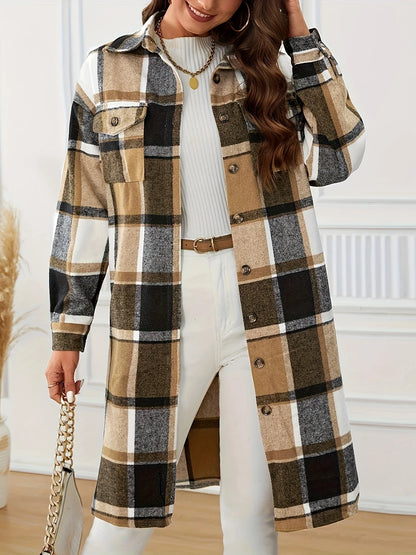 Elowen | Women's Longline Checked Coat 3
