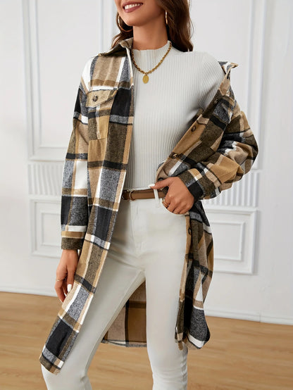Elowen | Women's Longline Checked Coat 4