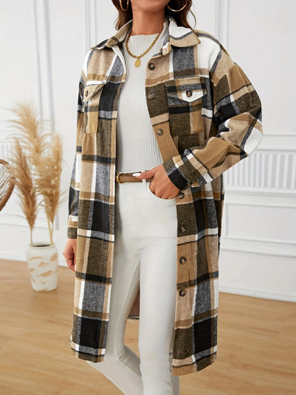 Elowen | Women's Longline Checked Coat 5