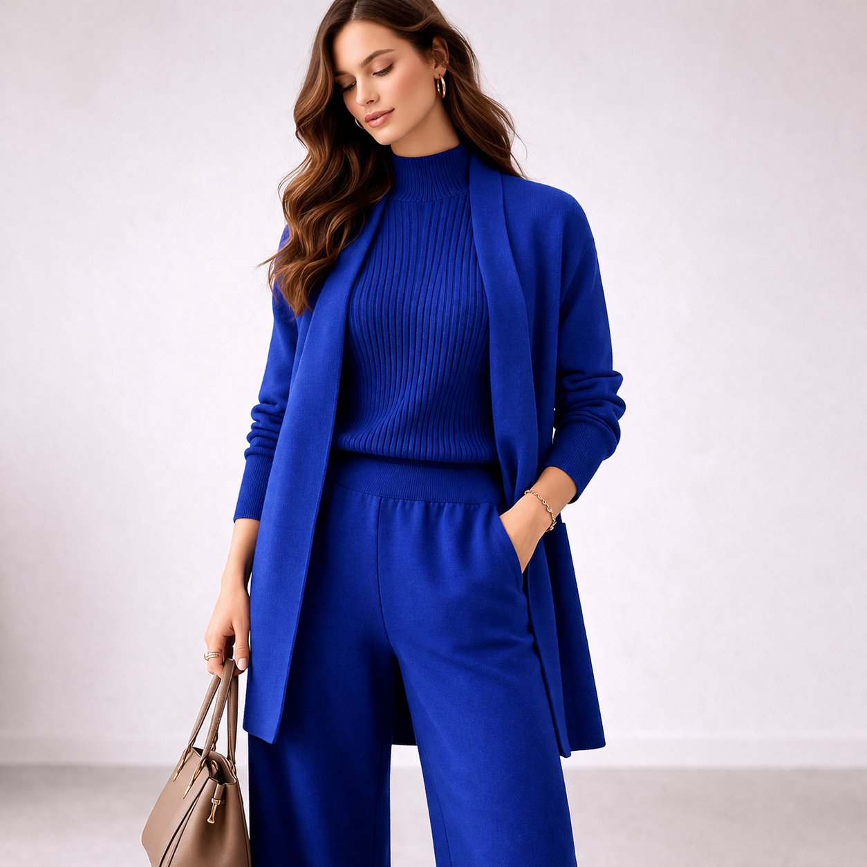 Emma | Women's Three-Piece Knit Lounge Set with Cardigan 3