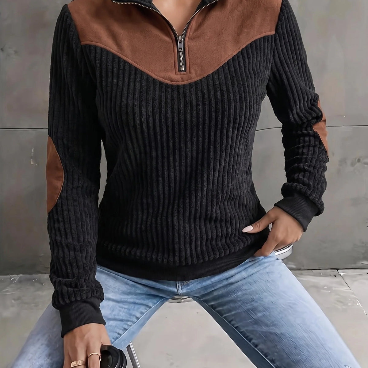 Everly | Half-Zip Ribbed Pullover for Women 0