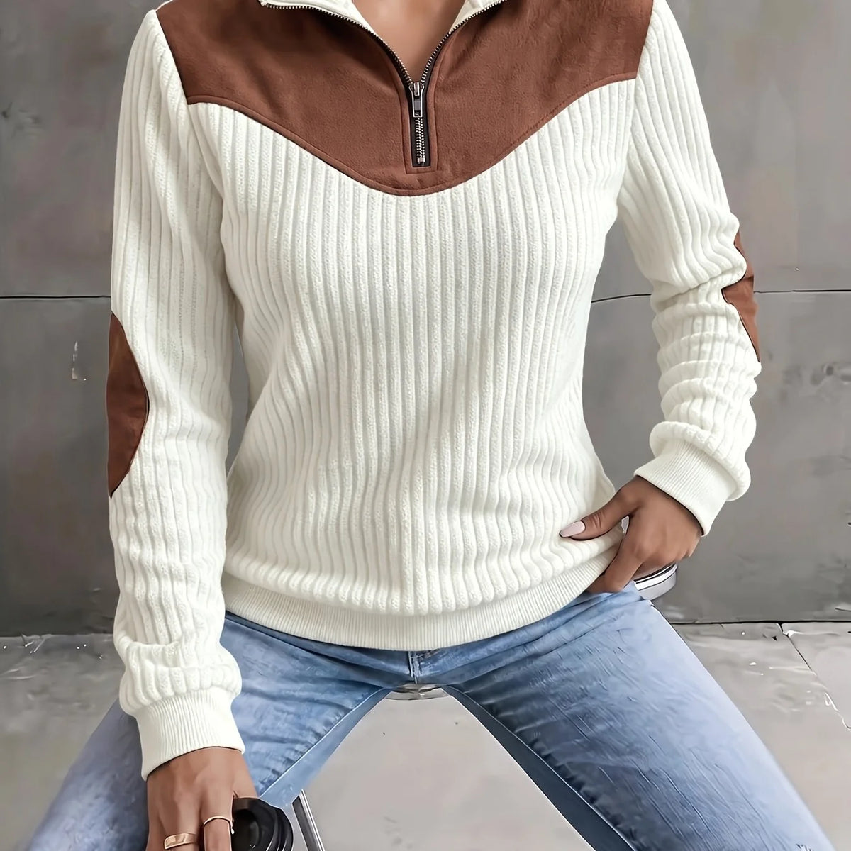 Everly | Half-Zip Ribbed Pullover for Women 10