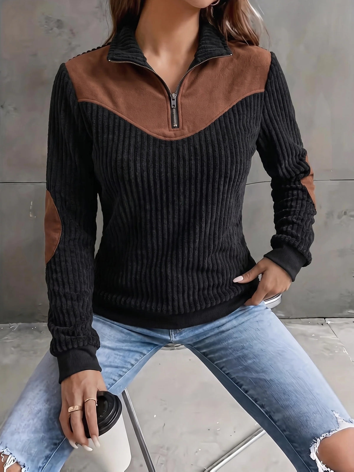 Everly | Half-Zip Ribbed Pullover for Women 2