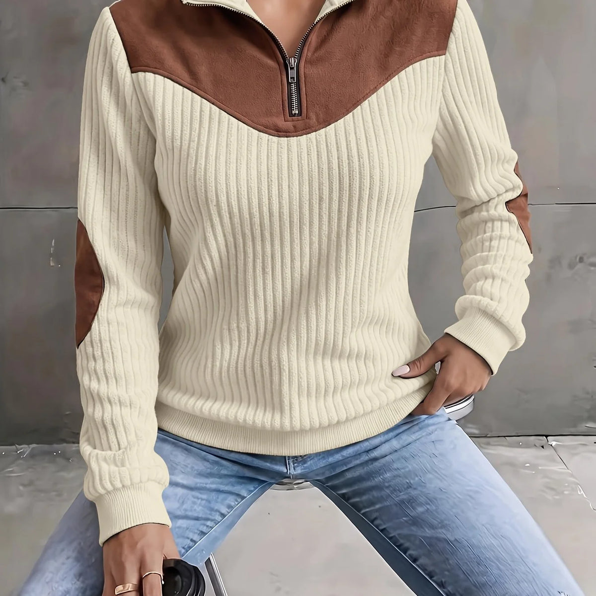 Everly | Half-Zip Ribbed Pullover for Women 7