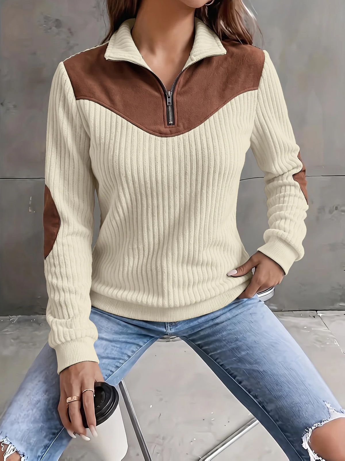 Everly | Half-Zip Ribbed Pullover for Women 8