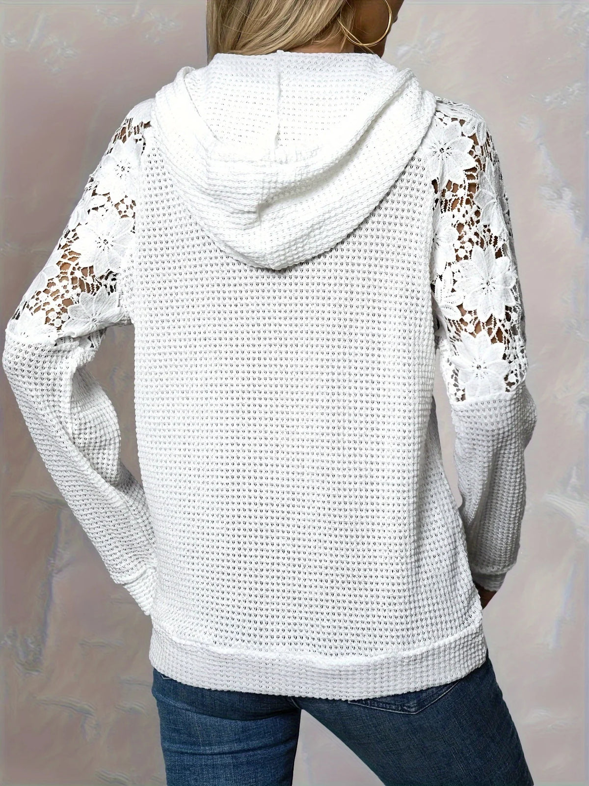 Fern | Lace-Trimmed Hooded Top Lightweight Knit 1