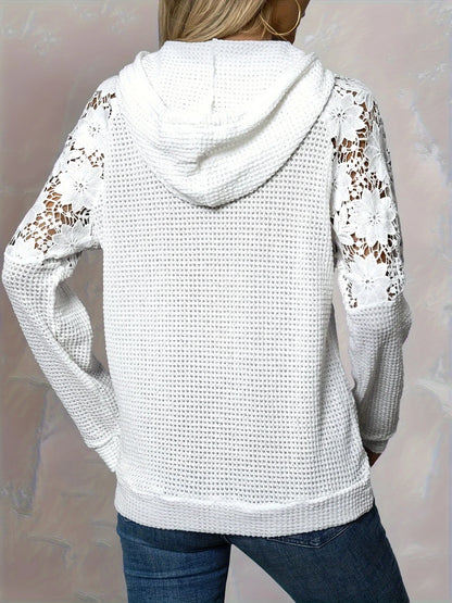 Fern | Lace-Trimmed Hooded Top Lightweight Knit 1