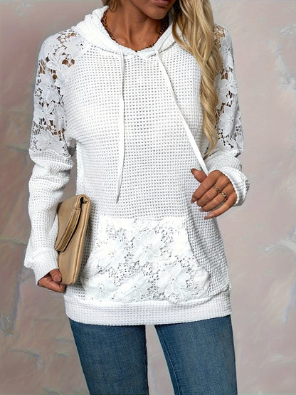 Fern | Lace-Trimmed Hooded Top Lightweight Knit 3