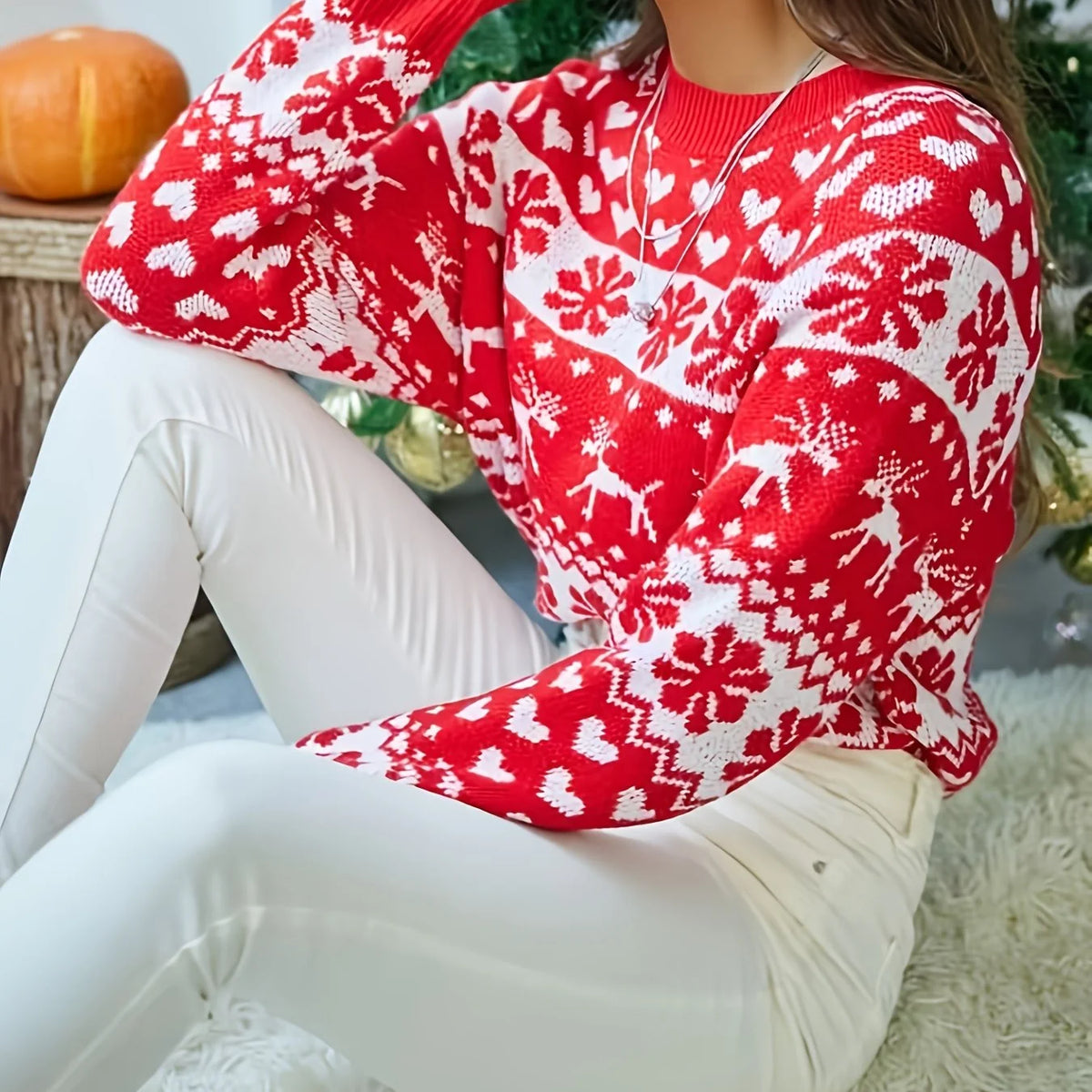 Festive Fair Isle Jumper | Women's Winter Knit Sweater 0