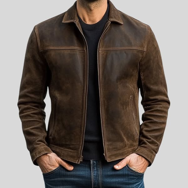 Fynn | Men's Classic Leather Jacket Zip-Up Outerwear 1