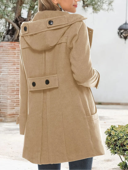 Georgina | Hooded Double-Breasted Mid-Length Coat 1