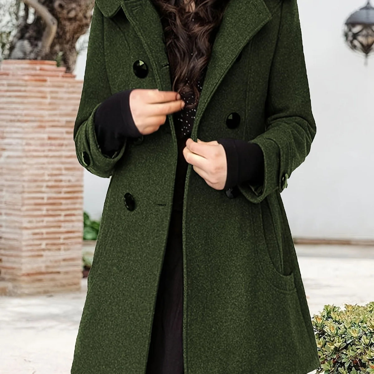 Georgina | Hooded Double-Breasted Mid-Length Coat 10