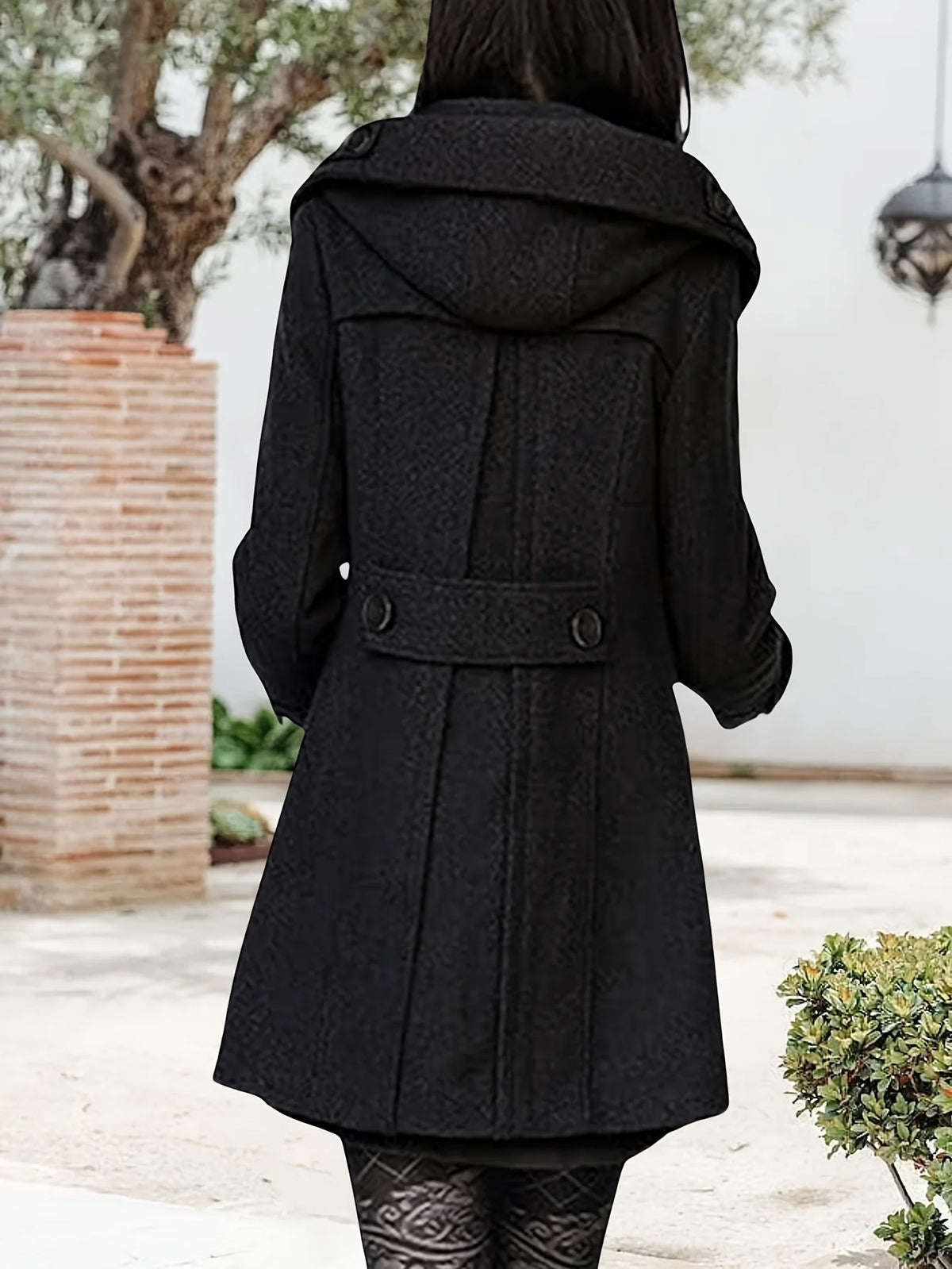 Georgina | Hooded Double-Breasted Mid-Length Coat 7