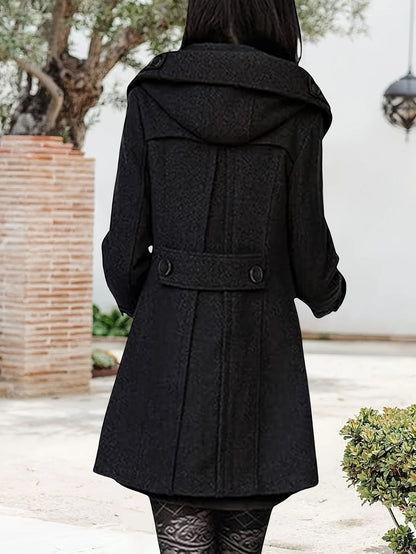 Georgina | Hooded Double-Breasted Mid-Length Coat 7