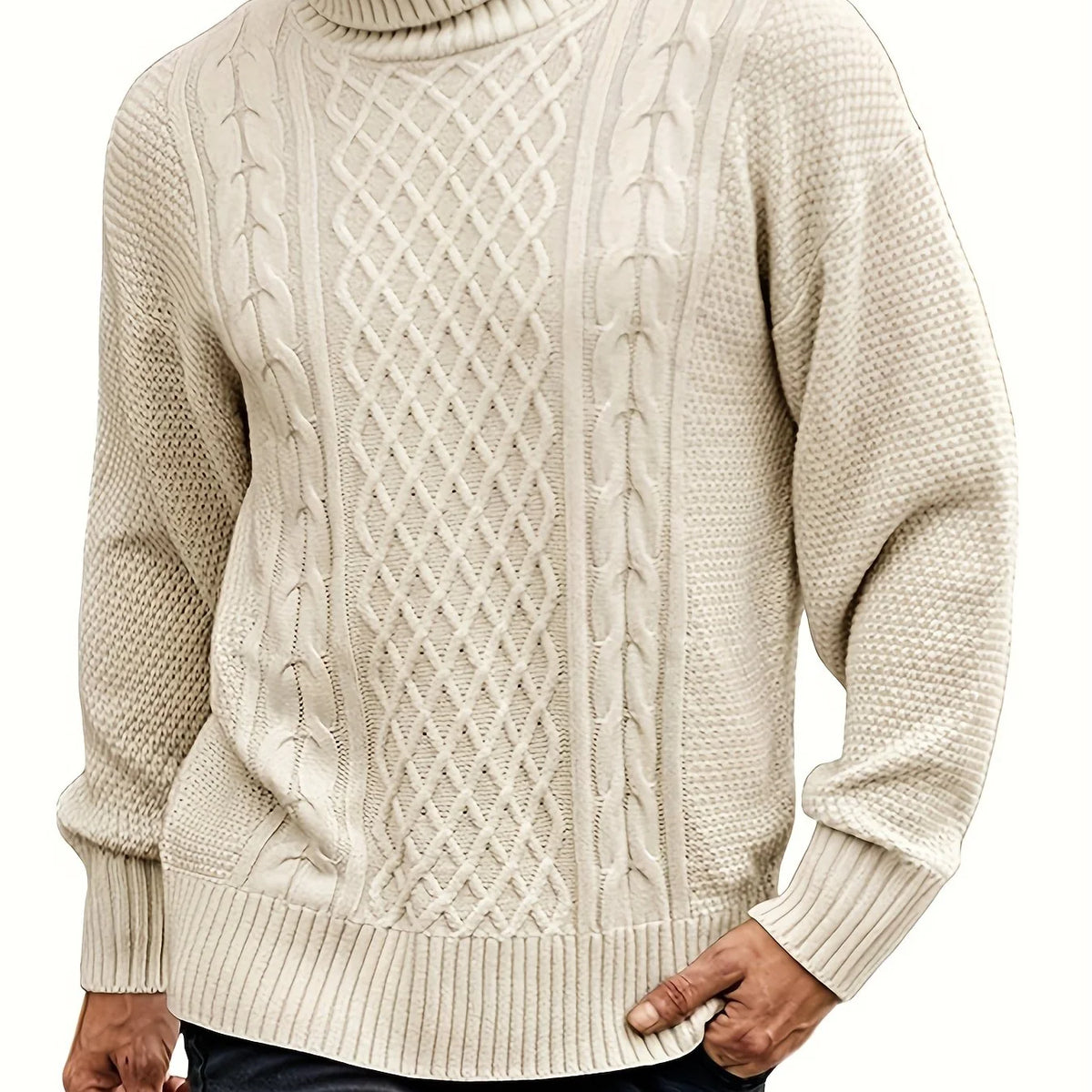 Grayson | Cable-Knit Turtleneck Sweater Warm Wool Blend 0